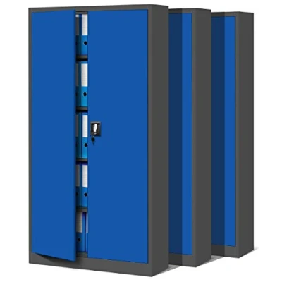 Abbildung von Jan Nowak 3er Set Aktenschrank C001 Metallschrank Stahlschrank Werkzeugschrank Büroschrank Lagerschrank Universalschrank Pulverbeschichtung Flügeltüren 185 cm x 90 40 (anthrazit/blau)