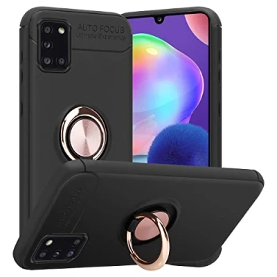 Abbildung von Cadorabo Hülle kompatibel mit Samsung Galaxy A31 Schutzhülle TPU Silikon Case Ring Slim Kratzfest Weiche Gummi Rundumschutz für in Schwarz