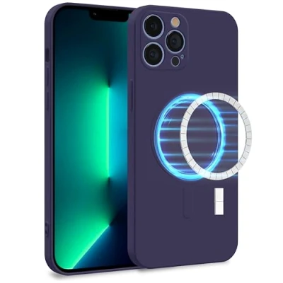 Abbildung von MyGadget Hülle für Apple iPhone 13 Pro Max [ kompatibel mit MagSafe ] Zweilagige Handyhülle Kameraschutz Cover Innenfutter &amp; Silikon außen Lila
