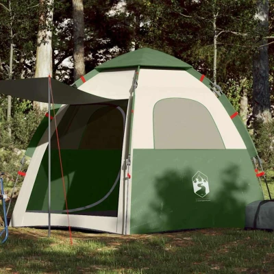 Abbildung von vidaXL Campingzelt 4 Personen, Kabinenzelt mit Quick Release System, Wurfzelt Stangen E Anschluss, Trekkingzelt Zelt, Grün 190T Polyester