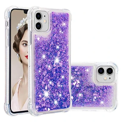 Abbildung von KBIKO zxl Kompatibel mit iPhone 11 Glitzer Handyhülle, Glitter Hülle Flüssig Treibsand Case Weich Silikon TPU Bumper Schutzhülle Mädchen Frauen für 11.Purple YBL