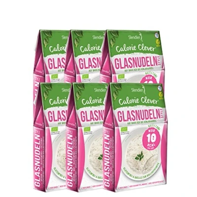 Abbildung von 6 x Slendier Bio Konjak Nudeln Glasnudel Style Kalorienarm Shirataki Quelle für Ballaststoffe Glutenfrei 250 g