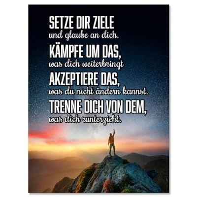 Abbildung von wandmotiv24 Leinwandbild Motivation, Hochformat, setze dir Ziele, Berg M0376