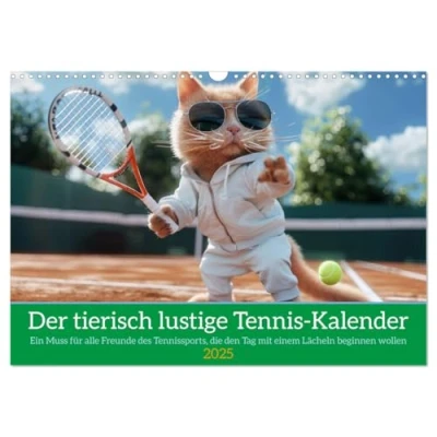 Abbildung von Der tierisch lustige Tennis Kalender (Wandkalender 2025 DIN A3 quer), CALVENDO Monatskalender