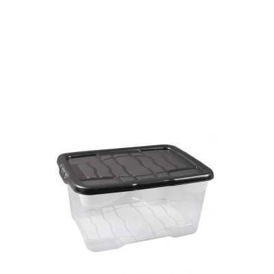 Abbildung von Strata Curve Aufbewahrungsbox mit schwarzem Deckel, 10 Liter, 35x28x16cm transparent
