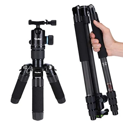 Abbildung von Rollei Carbon Stativ CT 5C I 3 in 1 Kamera Stativ, Mini und Monopod 157 cm max. Höhe, 43 Packmaß, Makro Funktion, Panorama Kugelkopf