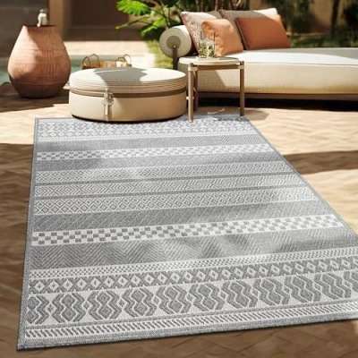 Abbildung von Paco Home Teppich &quot;Vermont 184&quot;, rechteckig, 4 mm Höhe, Flachgewebe, modernes Design mit Rauten, gesteift, Outdoor geeignet