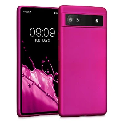 Abbildung von kwmobile Case kompatibel mit Google Pixel 6a Hülle Schutzhülle aus Silikon metallisch schimmernd Handyhülle Metallic Pink