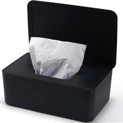 Abbildung von Feuchttücher Box, Baby Feuchttuchbox Schwarz Aufbewahrungsbox, Box für Feuchtes Toilettenpapier, Feuchte Tücherbox mit Deckel Hält Die Tücher, Feuchtpapierbox Zuhause und Büro