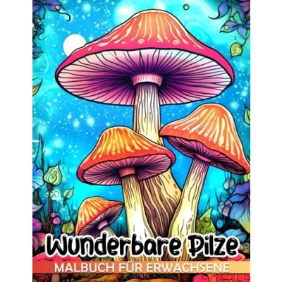 Abbildung von Wunderbare Pilze Malbuch für Erwachsene: Verschiedene Arten von Pilz Designs Geschenke zur Entspannung und Stressabbau Erwachsene Jugendliche mit beeindruckenden Illustrationen