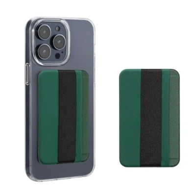 Abbildung von kwmobile 2X Stick on Kartenhalter für Smartphones Kunststoff Halter mit Halteband 57 x 90 mm Platz bis zu 4 Karten Dunkelgrün