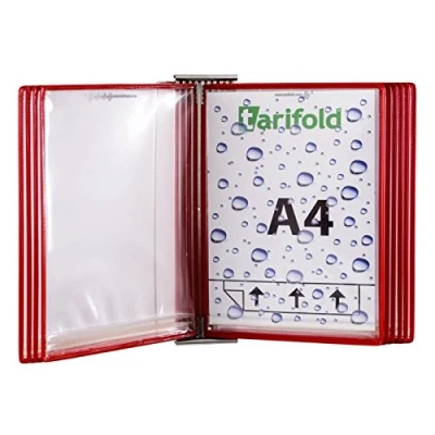 Abbildung von Tarifold Sichttafel Wandsystem A4 Edelstahl mit 10 Dry Pocket rot