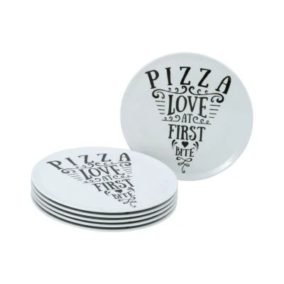 Abbildung von CreaTable, 21569, Serie Pizzateller Set in LOVE, 6 teiliges Geschirrset, aus Porzellan, spülmaschinen und mikrowellengeeignet, Made Europe