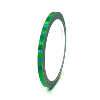Abbildung von (o,79/m) 10 Meter Hologramm Zierstreifen Basteln Möbel Auto Motorrad Modellbau Deko Dekorstreifen Klebestreifen selbstklebend DIY (Hologramm Grün, 5mm Breite)