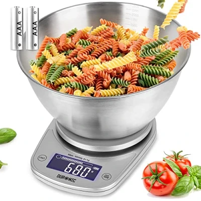 Abbildung von Duronic Küchenwaage, KS5000 SR/SS 5 kg Digitalwaage oval mit 2,5 L Schüssel