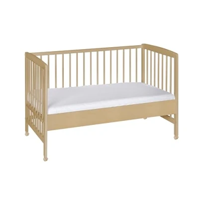 Abbildung von Schardt Baby Beistellbett Micky mit Rollen Natur lackiert Babybett 60x120cm aus massivem Buchenholz Stufenlos Höhenverstellbar Gitterbett inkl. Umbauseiten und Sicherheitsgurt