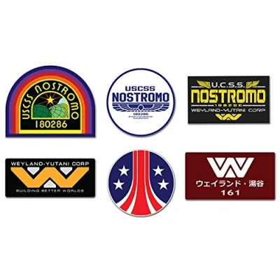 Abbildung von Ti El Es Nostromo Weyland Yutani Corp Sulaco Alien, Aliens Aufkleber, 6 Laminiert Sticker Set