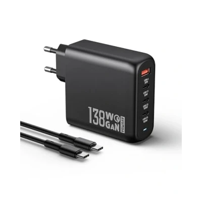 Abbildung von OUFUYU 138W Ladegerät USB C 4 Ports PD 3.0 GaN Netzteil Schnellladegerät mit Kabel 100W für MacBook Pro/Air, Dell XPS 15, iPhone 16/15, i Pad Pro, Google Pixel, Galaxy S24/S23, Steam Deck