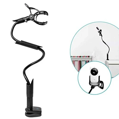 Abbildung von Flexi Twist Black Universal Babyphone Halterung Befestigung mit Gurten &amp; Klemme an Möbeln Ohne Bohren Flexible Babykamera Regal