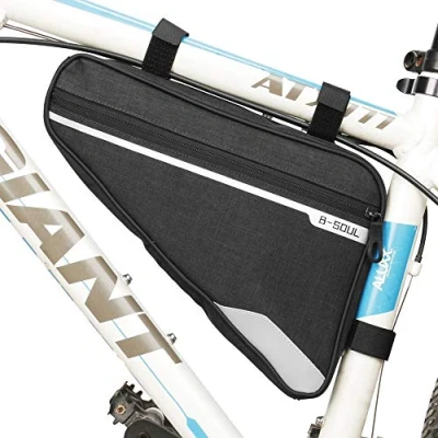Abbildung von VOANZO Fahrrad Aufbewahrungstasche, wasserdichte Dreiecktasche Große Kapazität Satteltasche für Rennrad Mountainbike 290 x 200 50 mm (Schwarz)
