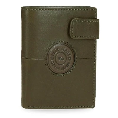 Abbildung von Pepe Jeans Cracker Vertikale Geldbörse mit Klickverschluss, grün, 8,5 x 10,5 1 cm, Leder, Talla única, Klickverschluss