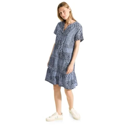 Abbildung von Cecil Patchwork Freizeitkleid, Damen, Größe: XXL, Blau