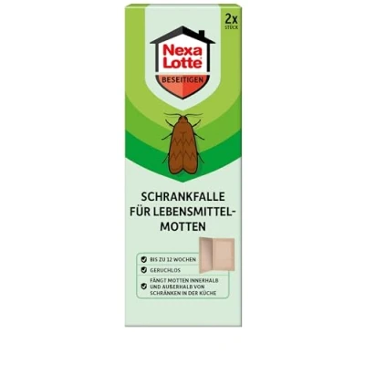 Abbildung von Nexa Lotte Schrankfalle für Lebensmittelmotten, 2 Stück, Effektive Klebefalle Insektizidfrei gegen Motten in Lebensmitteln bis Monate Schutz, Grün