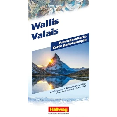 Abbildung von Hallwag Panoramakarte Wallis: Faszinierende Landschaftskarte mit 3D Darstellung (Hallwag Panoramakarten)