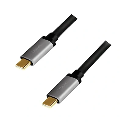 Abbildung von LogiLink CUA0106 USB 3.2 Anschlusskabel mit PD3 (PowerDelivery), Alu, schwarz/grau, 1,5 m