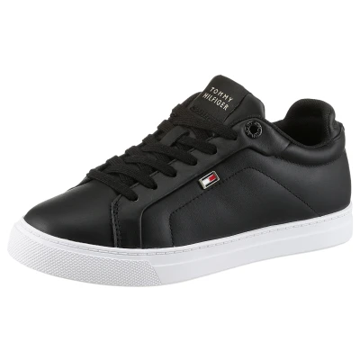 Abbildung von Tommy Hilfiger Womens ICON Court FLAG Sneaker low, Damen, Größe: 39, Black Schuhe