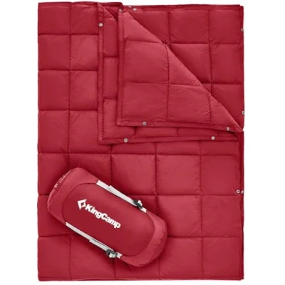 Abbildung von KingCamp Campingdecke Ultraleicht Warm,Reisedecke,Outdoor Decke, Winddichte Camping Wasserabweisend Kompakt kleines packmaß für unterwegs Picknick Reisen zu Hause 152 x 203 cm Weinrot