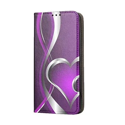 Abbildung von KX Mobile Hülle für Samsung A40 Handyhülle Motiv 248 Herz Lila Premium Smart aus Kunstleder einseitig bedruckt HandyCover Galaxy
