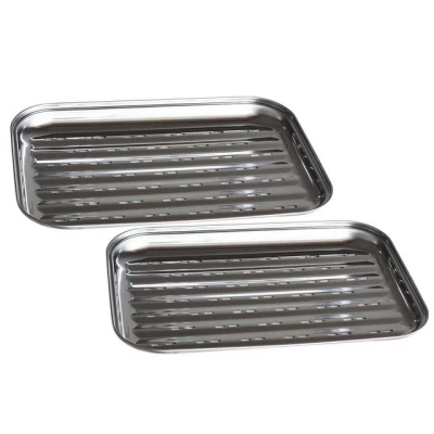 Abbildung von Grillschale Edelstahl Wieder verwendbare Grillpfanne 2er Set