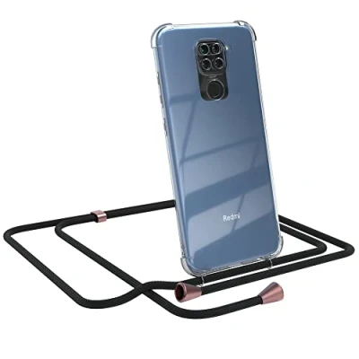 Abbildung von EAZY CASE Handykette kompatibel mit Xiaomi Redmi Note 9 / 10X (4G) Handyhülle Umhängeband, Handykordel Schutzhülle, Silikonhülle, Hülle Band, Kette für Smartphone, Clips in Rosé