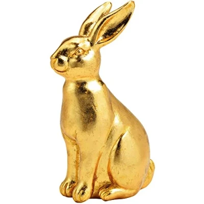 Abbildung von matches21 Osterhase Hase Ostern Hasenfigur Dekofigur Osterdeko Frühlingsdeko Polyresin Gold 1 STK 13x22x9 cm