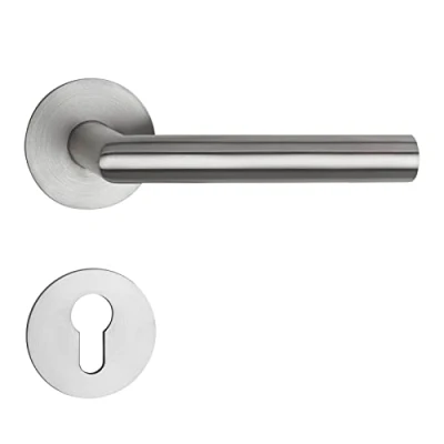Abbildung von SO TECH® Drückergarnitur THORE Edelstahl, Flachrosetten, magnetische Cliptechnik, Buntbart Türgarnitur für Zimmertür Edelstahl gebürstet