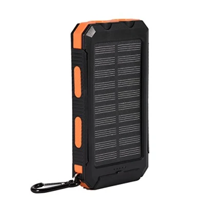 Abbildung von ciciglow Power Bank Kit, 10000 MAh Outdoor Schnellladung Solar Mobile Case DIY Kit mit Kompass, Dual USB Shell Kit(Schwarz+Orange)
