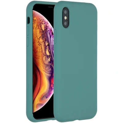 Abbildung von Apple iPhone Xs Hülle Silikon Accezz Soft Case/Backcover Handyhülle Dunkelgrün