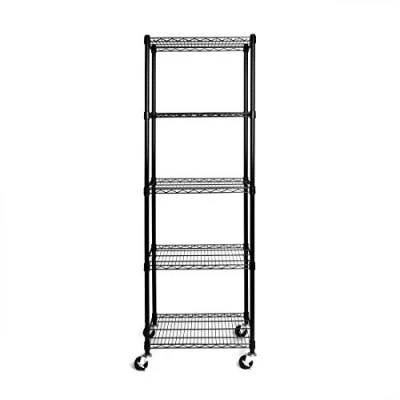 Abbildung von Seville Classics Schwerlastregal mit 5 Böden und Lenkrollen, 61 x 45,7 182,8 cm (LxBxH), Schwarz