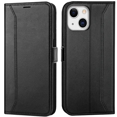 Abbildung von Verco Handyhülle für iPhone 13 Mini, Premium Klapphülle Handy Flip Case Apple Mini Hülle Book Tasche, Schwarz