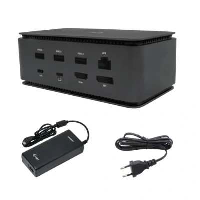 Abbildung von i tec USB 4 Dockingstation 2x4K/1x8K mit Stromversorgung 80W 1x DisplayPort, HDMI, GLAN, C 3.2 Gen2, 3X 2.0, SD/microSD, Audio/Mik
