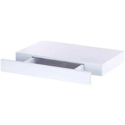 Abbildung von Carlo Milano Wandregal klein: mit versteckter Schublade, 40 x 5 25 cm, weiß (Wandschublade schmal, Regale, Kleines Schubladen)