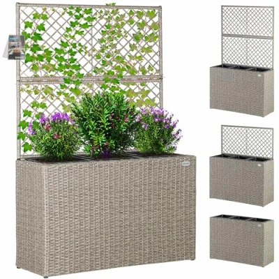 Abbildung von Casaria Spalier, Blumenkasten Rankgitter 3 Innentöpfe Polyrattangeflecht Rankhilfe