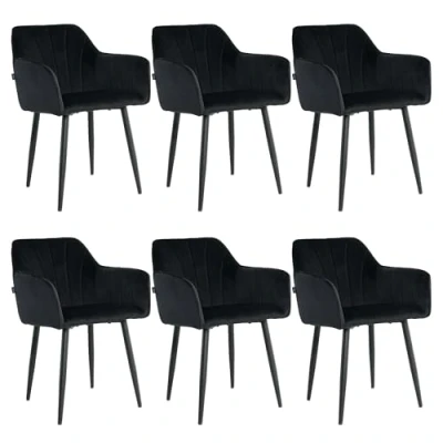 Abbildung von Mevsim Store Esszimmerstühle 6er Set Samt Schwarz Esszimmerstuhl mit Armlehnen Ideal für Wohnzimmer, Büro und Samtstühle Küchenstuhl schwarzen Metallbeinen