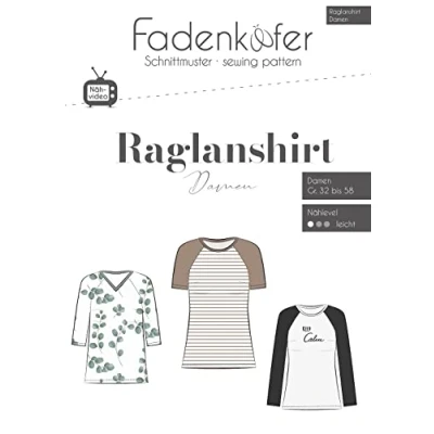 Abbildung von Papierschnittmuster Raglanshirt Damen