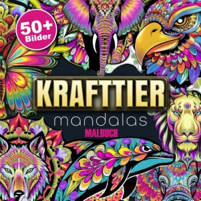 Abbildung von Krafttiere Mandala Malbuch: Über 50 spirituelle Mandalas für innere Ruhe, Stressabbau und Achtsamkeit, Jugendliche &amp; Erwachsene Inkl. Begleittexten