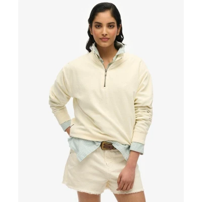 Abbildung von Superdry HALF ZIP Sweatshirt, Damen, Größe: 38, Desert bone off white