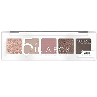 Abbildung von Catrice 5 In A Box Mini Eyeshadow Palette, Lidschatten, Nr. 020 Soft Rose Look, mehrfarbig, Pink Töne, mit Ölen, intensiv, matt, metallisch, schimmernd, vegan, Nanopartikel frei (4g)