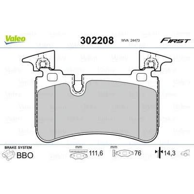 Abbildung von VALEO 302208 Bremsbelagsatz FIRST Hinterachse exkl. Verschleißwarnkontakt mit Anti Quietsch Blech MERCEDES BENZ: CLS Coupe, C Klasse Limousine