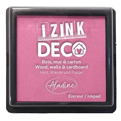 Abbildung von Aladine Izink Deko Stempelkissen Größe XL 10 x cm sehr deckende Pigmente, schnell trocknend hochwertiger Schaumstoff, ideal für kreative Fingerabdrücke auf Wand, Holz und Karton Pastellrosa